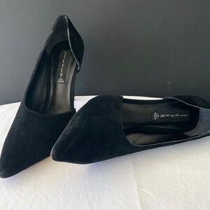 STEVEN by Steve Madden Felicity Women’s Black Suede D’Orsay Pointy Pumps 4” Heel